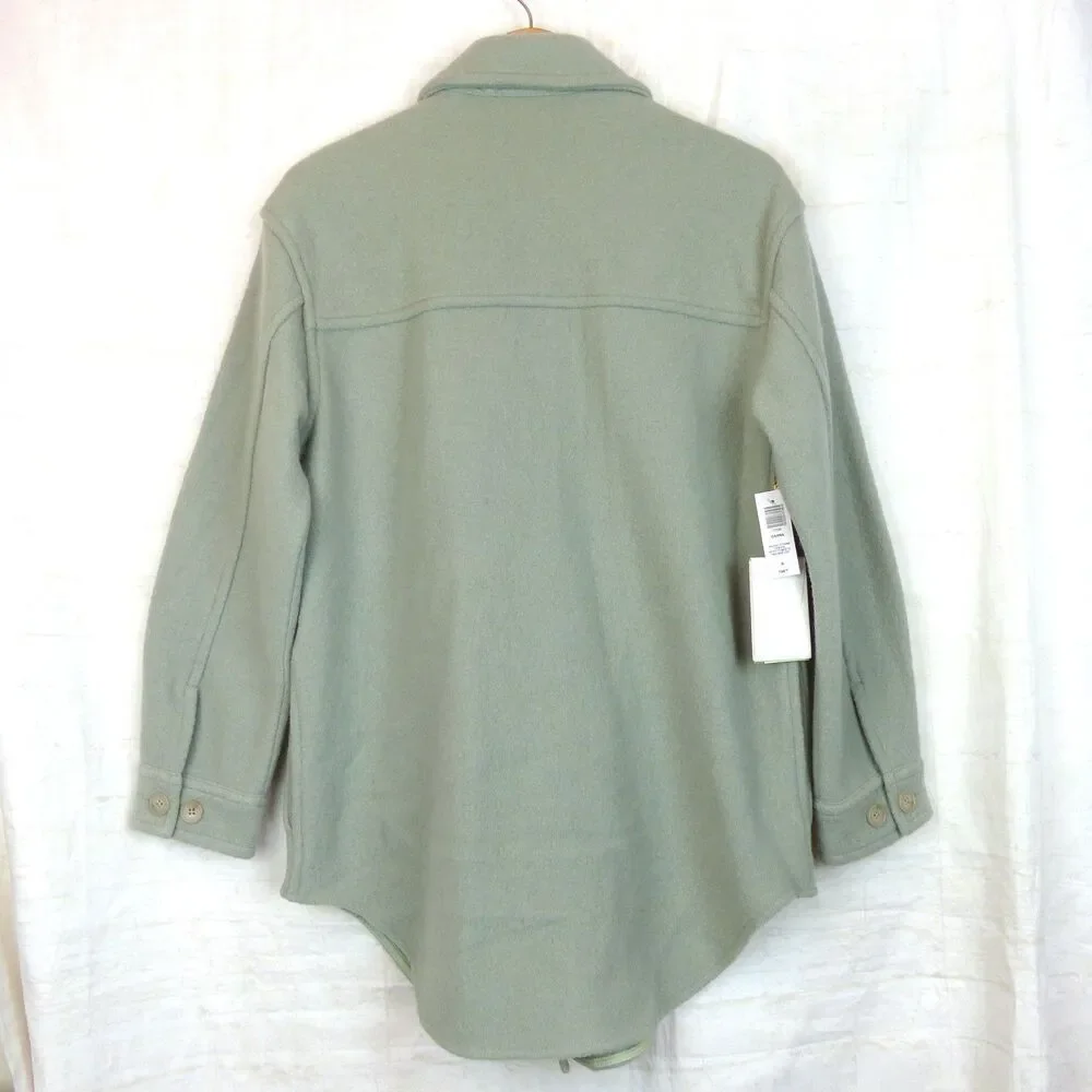 Aritzia Wilfred Free Ganna Shacket Womens M Green Merino Wool Jacket Utility NWT
